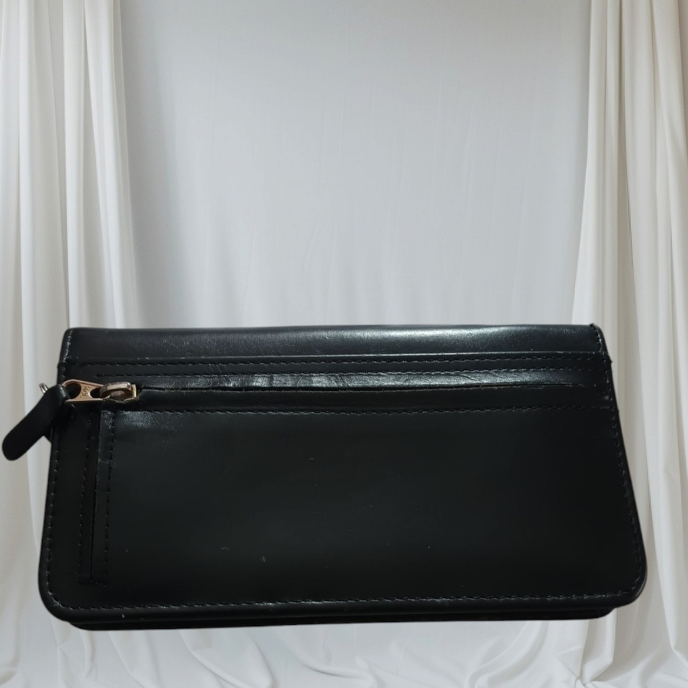 Black Faux Leather Zip Around Y2K Wallet - Picture 3 of 17